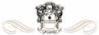 Logo von Bei Peppino: braunes Wappen mit zwei Engeln und stilisierten Ornamenten für Würzburger italienisches Restaurant
